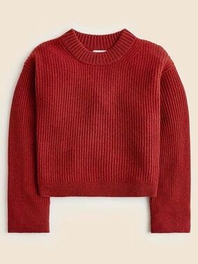 J.Crew Ribbed cashmere cropped crewneck sweater Dark Rust